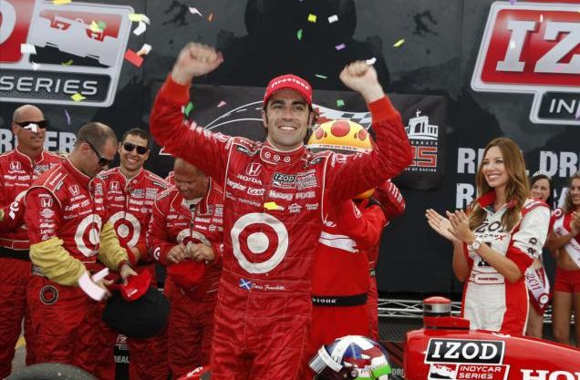 PHOTO BY Michael Levitt - LAT Dario Franchitti celebrates winning the Honda Indy Toronto